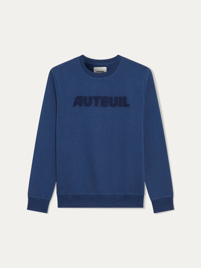 Find the Auteuil blue Auteuil sweatshirt, 100% organic cotton, comfortable and stylish for tennis, clubhouse and sportswear.