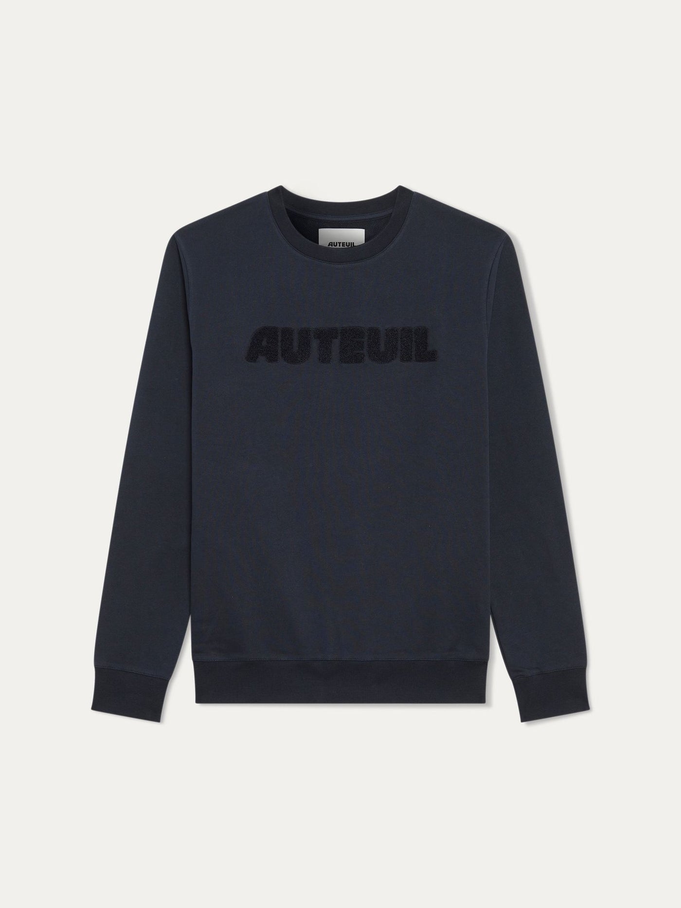 Find the Auteuil navy blue night session sweatshirt, 100% organic cotton, comfortable and stylish for tennis, clubhouse and lifestyle sportswear.