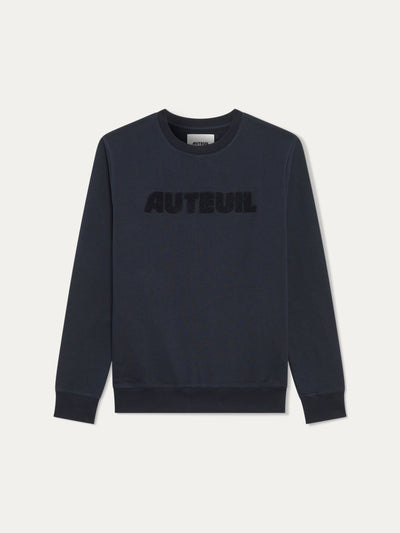 Find the Auteuil navy blue night session sweatshirt, 100% organic cotton, comfortable and stylish for tennis, clubhouse and lifestyle sportswear.