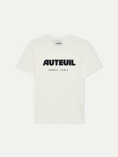 Trouver le tee-shirt Auteuil blanc 1930, 100% en coton organique, confortable et élégant pour jouer au tennis comme pour porter au club-house et en sportswear lifestyle