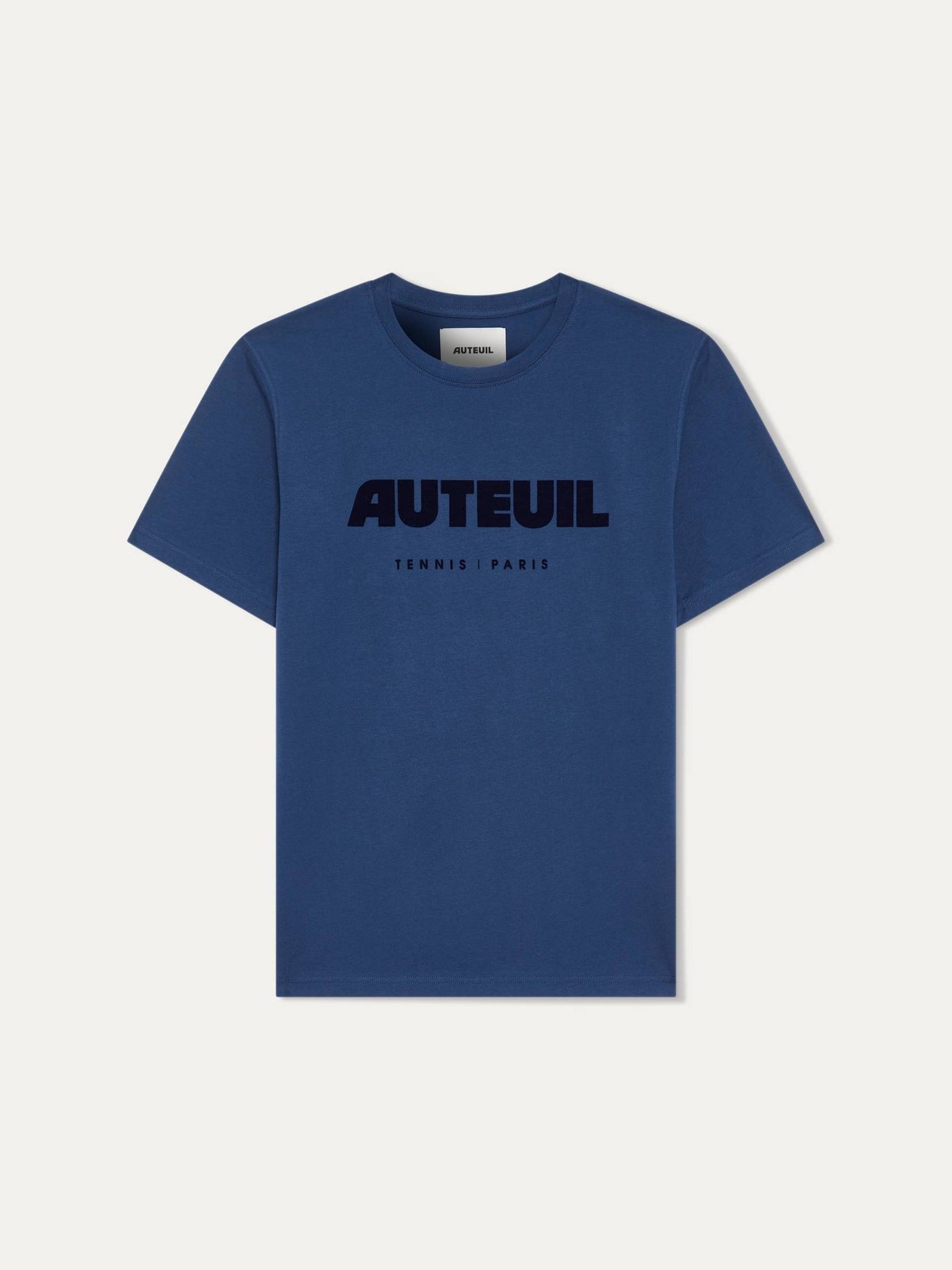 Trouver le tee-shirt Auteuil bleu Auteuil, 100% en coton organique, confortable et élégant pour jouer au tennis comme pour porter au club-house et en sportswear lifestyle