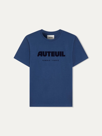 Trouver le tee-shirt Auteuil bleu Auteuil, 100% en coton organique, confortable et élégant pour jouer au tennis comme pour porter au club-house et en sportswear lifestyle