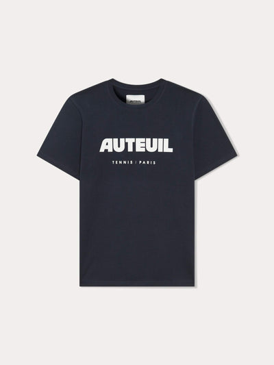 Trouver le tee-shirt Auteuil bleu marine night session, 100% en coton organique, confortable et élégant pour jouer au tennis comme pour porter au club-house et en sportswear lifestyle